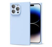 oakxco for iPhone 14 Pro Phone Case Silicone Square Edge, Soft Rectangle Rubber Cute Girly Aesthetic Trendy Case for Women, Thin Slim Matte Protective Flexible Bumper, Light Blue