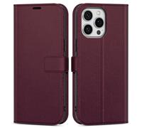 oakxco for iPhone 14 Pro Wallet Case with Credit Card Holder, Magnetic RFID Slim Folio Book Flip Leather Phone Case for Women Men Girl, Cute Soft Silicone Rubber Shockproof Cover, Burgundy Wine