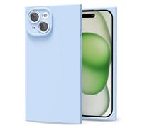 oakxco for iPhone 15 Phone Case Silicone Square Edge, Y2k Rectangle Soft Rubber Gel Cute Phone Case for Women, Girly Aesthetic Trendy Design, Thin Slim Matte TPU Protective Cover, Light Blue