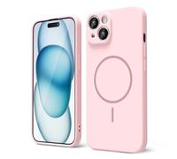oakxco for iPhone 15 Plus/ 14 Plus Case Silicone Mag Safe, Magnetic Slim Thin Phone Case Compatible with Magsafe, Women Girls Cute Girly Aesthetic Soft Rubber Safecase with Camera Cover, Light Pink