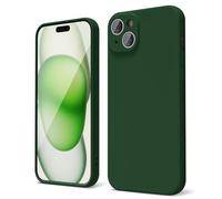 oakxco for iPhone 15 Plus Phone Case Liquid Silicone, Thin Slim Soft Rubber Gel TPU Plain Simple Cover for Women Girl Cute, Matte Solid Color,Dark Green
