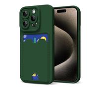 oakxco for iPhone 15 Pro Max Case with Card Holder, Cute Silicone Wallet Phone Case with Credit Card Slot, Soft Rubber Thin Slim Purse for Women Men with Shockproof Camera Cover Protection, Dark Green