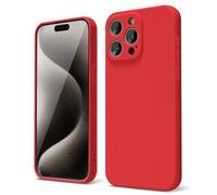 oakxco for iPhone 15 Pro Max Phone Case Liquid Silicone, Thin Slim Soft Rubber Gel TPU Plain Simple Cover for Women Girl Cute, Matte Solid Color,Red