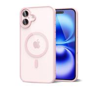 oakxco for iPhone 16 Case Clear Magnetic Compatible with Magsafe, Thin Slim Transparent Non Yellowing, Hybird Soft Silicone Bumper & Hard Plastic Protective Cover for Women, Light Pink