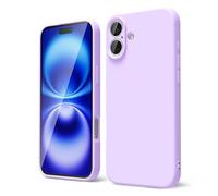 oakxco for iPhone 16 Case Liquid Silicone, Soft Rubber Gel Elegant Aesthetic Basic Simple Cover, Slim TPU Matte Solid Color Plain Smooth Case for Women Girl, Lilac Lavender Light Purple
