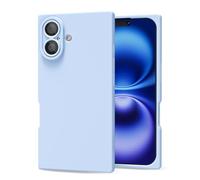 oakxco for iPhone 16 Phone Case Silicone Square Edge, Y2k Rectangle Soft Rubber Gel Cute Phone Case for Women, Girly Aesthetic Trendy Design, Thin Slim Matte TPU Protective Cover, Light Blue