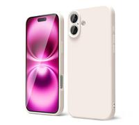 oakxco for iPhone 16 Plus Case Liquid Silicone, Soft Rubber Gel Elegant Aesthetic Basic Simple Cover, Cute Thin Slim TPU Matte Solid Color Plain Smooth Case for Women Girl, Beige Stone Cream