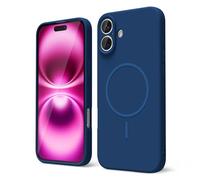 oakxco for iPhone 16 Plus Case Silicone Mag Safe, Magnetic Slim Thin Phone Case Compatible with Magsafe, Women Girls Cute Girly Aesthetic Soft Rubber Gel Safecase with Camera Cover, Navy Blue