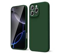 oakxco for iPhone 16 Pro Max Case Liquid Silicone, Soft Rubber Gel Elegant Aesthetic Basic Simple Cover, Cute Thin Slim TPU Matte Solid Color Plain Smooth Case for Women Men Boy, Dark Green