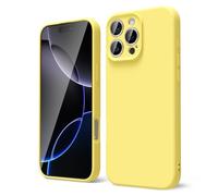 oakxco for iPhone 16 Pro Max Case Liquid Silicone, Soft Rubber Gel Elegant Aesthetic Basic Simple Cover, Cute Thin Slim TPU Matte Solid Color Plain Smooth Case for Women Girl, Yellow
