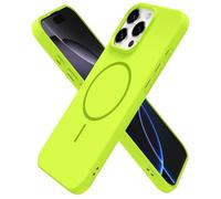 oakxco for iPhone 16 Pro Max Case Silicone Mag Safe, Magnetic Slim Thin Phone Case Compatible with Magsafe Wireless Charging, Cute Girly Bright Fluorescent Rubber Gel for Women Girls, Lime Neon Green