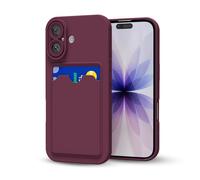 oakxco for iPhone 17 Case with Card Holder, Cute Silicone Wallet Phone Case with Credit Card Slot, Soft Rubber Thin Slim Purse for Women Men with Shockproof Camera Cover Protection, Burgundy Maroon