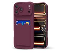 oakxco for iPhone 17 Pro Case with Card Holder, Cute Silicone Wallet Phone Case with Credit Card Slot, Soft Rubber Thin Slim Purse for Women Men with Camera Cover Protection, Burgundy Maroon
