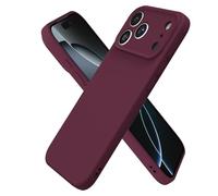 Oakxco for iPhone 17 Pro Max Case Silicone, Ultra Slim Thin Phone Case for Women Girls, Plain Solid Color Minimalist Aesthetic Cute Girly Design, Soft Rubber Gel TPU with Camera Cover, Burgundy Maroon