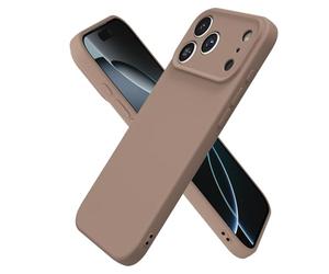 oakxco for iPhone 17 Pro Max Case Silicone, Ultra Slim Thin Phone Case for Women Girls, Plain Solid Color Minimalist Aesthetic Cute Girly Design, Soft Rubber Gel TPU with Camera Cover, Brown Fall