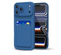 oakxco for iPhone 17 Pro Max Case with Card Holder, Cute Silicone Wallet Phone Case with Credit Card Slot, Soft Rubber Thin Slim Purse for Women Men with Shockproof Camera Cover Protection, Navy Blue