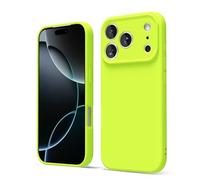 oakxco for iPhone 17 Pro Max Phone Case Liquid Silicone, Cute Thin Slim Grip Soft Rubber Gel for Women Men, Smooth Matte Plain Solid Bright Color Girly Simple Case with Camera Cover, Neon Green Lime