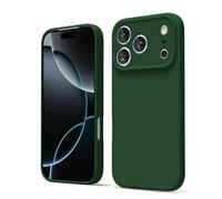 oakxco for iPhone 17 Pro Max Phone Case Liquid Silicone, Cute Thin Slim Grip Soft Rubber Gel for Women Men, Smooth Matte TPU Plain Solid Color Girly Simple Case with Camera Cover, Dark Green