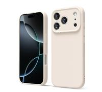 oakxco for iPhone 17 Pro Max Phone Case Liquid Silicone, Cute Thin Slim Grip Soft Rubber Gel for Women Men, Smooth Matte TPU Plain Solid Color Girly Simple Case with Camera Cover, Beige Stone