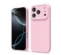 oakxco for iPhone 17 Pro Max Phone Case Liquid Silicone, Cute Thin Slim Grip Soft Rubber Gel for Women Men, Smooth Matte TPU Plain Solid Color Girly Simple Case with Camera Cover, Light Pink