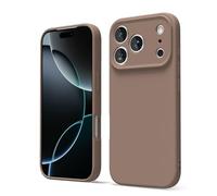 oakxco for iPhone 17 Pro Max Phone Case Liquid Silicone, Cute Thin Slim Soft Rubber Gel for Women Men, Smooth Matte TPU Plain Solid Color Girly Simple Case with Camera Cover Protection, Brown Fall