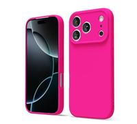 oakxco for iPhone 17 Pro Phone Case Liquid Silicone, Cute Thin Slim Grip Soft Rubber Gel for Women Men, Smooth Matte TPU Plain Solid Bright Color Girly Simple Case with Camera Cover, Neon Hot Pink