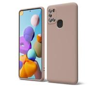 oakxco for Samsung Galaxy A21s Case Silicone, Thin Slim Grip Soft Rubber Gel Protective Phone Case for Women, Matte Plain Solid Color Aesthetic Cute Girly Case with Camera Cover, Brown Fall