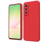oakxco for Samsung Galaxy A57 5G Case Silicone, Thin Slim Grip Soft Rubber Gel Protective Phone Case for Women, Matte Plain Solid Color Aesthetic Cute Girly Case with Camera Cover, Red