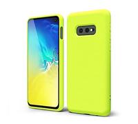 oakxco for Samsung Galaxy S10e Phone Case Liquid Silicone Grip, Fluorescent Bright Solid Color, Cute Thin Slim Soft Rubber TPU Plain Smooth Gel Matte Protective Cover for Women Girl, Neon Green