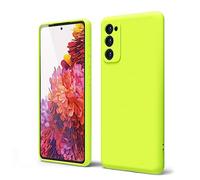 oakxco for Samsung Galaxy S20 FE 5G Phone Case Liquid Silicone, Neon Green Fluorescent Bright Solid Color, Cute Thin Slim Soft Rubber TPU Plain Smooth Gel Matte Protective Cover for Women Girl, Lime