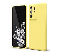 oakxco for Samsung Galaxy S20 Ultra Phone Case Liquid Silicone, Cute Thin Slim Soft Rubber TPU Plain Smooth Gel Cover for Women Girl Aesthetic, Matte Solid Protective & Shockproof Bumper, Yellow