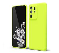 oakxco for Samsung Galaxy S20 Ultra Phone Case Liquid Silicone, Fluorescent Bright Solid Color, Thin Slim Soft Rubber TPU Plain Smooth Gel Matte Protective Cover for Women Girl Grip, Neon Green