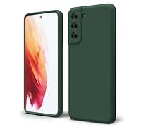 oakxco for Samsung Galaxy S21 Plus Phone Case Liquid Silicone, Cute Thin Slim Soft Rubber TPU Plain Smooth Gel Cover for Women Girl Aesthetic Design, Matte Solid Protective & Shockproof, Forest Green