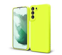 oakxco for Samsung Galaxy S22 Plus Phone Case Liquid Silicone, Fluorescent Bright Solid Color, Cute Thin Slim Soft Rubber TPU Plain Smooth Gel Matte Protective Cover for Women Girl, Neon Green