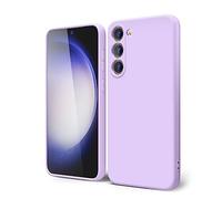 oakxco for Samsung Galaxy S23 Phone Case Liquid Silicone, Cute Thin Slim Soft Rubber TPU Plain Smooth Gel Cover for Women Girl, Matte Solid Protective & Shockproof Bumper, Lilac Lavender Light Purple