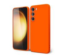 oakxco for Samsung Galaxy S23 Plus Phone Case Liquid Silicone, Fluorescent Bright Solid Color, Cute Thin Slim Soft Rubber TPU Smooth Gel Matte Protective Cover for Women Girl Grip, Burnt Neon Orange