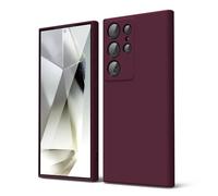 oakxco for Samsung Galaxy S24 Ultra Phone Case Liquid Silicone, Thin Slim Soft Rubber Gel TPU Plain Simple Cover for Women Girl Cute, Matte Solid Color, Burgundy Plum Wine
