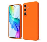 oakxco for Samsung Galaxy S25 Case Silicone, Thin Slim S25 Phone Case for Women, Girly Fluorescent Bright Solid Color Aesthetic, Soft Rubber Gel Plain Protective Bumper Grip, Neon Orange