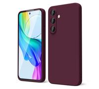 oakxco for Samsung Galaxy S25 Case Silicone, Thin Slim S25 Phone Case for Women Men, Aesthetic Solid Color, Soft Rubber Gel Plain Protective Bumper Grip, Burgundy Fall