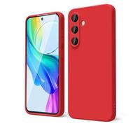 oakxco for Samsung Galaxy S25 Case Silicone, Thin Slim S25 Phone Case for Women Men, Aesthetic Solid Color, Soft Rubber Gel Plain Protective Bumper Grip, Red