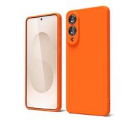 oakxco for Samsung Galaxy S25 Edge Case Liquid Silicone Grip, Cute Thin Slim Soft Rubber TPU Plain Smooth Gel Cover for Women Girl Aesthetic Design, Matte Solid Protective & Shockproof, Neon Orange