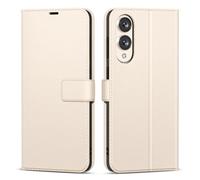 oakxco for Samsung Galaxy S25 Edge Wallet Case with Credit Card Holder, Magnetic RFID Slim Folio Book Flip Leather Phone Case for Women Men Girl, Cute Soft Silicone Rubber Cover, Beige White