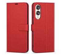 oakxco for Samsung Galaxy S25 Edge Wallet Case with Credit Card Holder, Magnetic RFID Slim Folio Book Flip Leather Phone Case for Women Men Girl, Cute Soft Silicone Rubber Shockproof Cover, Red