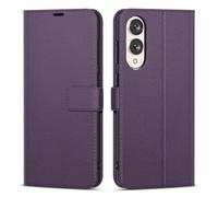 oakxco for Samsung Galaxy S25 Edge Wallet Case with Credit Card Holder, Magnetic RFID Slim Folio Book Flip Leather Phone Case for Women Men Girl, Cute Soft Silicone Rubber Cover, Dark Purple