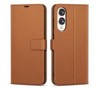 oakxco for Samsung Galaxy S25 Edge Wallet Case with Credit Card Holder, Magnetic RFID Slim Folio Book Flip Leather Phone Case for Women Men Girl, Cute Soft Silicone Rubber Shockproof Cover, Brown