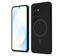 oakxco for Samsung Galaxy S25 FE Case Silicone Mag Safe, Magnetic Slim Thin Phone Case Compatible with Magsafe, Women Girls Cute Girly Aesthetic Soft Rubber Gel Safecase with Camera Cover, Black