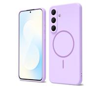 Oakxco for Samsung Galaxy S25 FE Case Silicone Mag Safe, Magnetic Slim Thin Phone Case Compatible with Magsafe, Women Girls Cute Girly Aesthetic Soft Rubber Safecase with Camera Cover, Purple Lavender