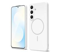 oakxco for Samsung Galaxy S25 FE Case Silicone Mag Safe, Magnetic Slim Thin Phone Case Compatible with Magsafe, Women Girls Cute Girly Aesthetic Soft Rubber Gel Safecase with Camera Cover, White