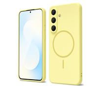 oakxco for Samsung Galaxy S25 FE Case Silicone Mag Safe, Magnetic Slim Thin Phone Case Compatible with Magsafe, Women Girls Cute Girly Aesthetic Soft Rubber Gel Safecase with Camera Cover, Yellow
