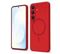 oakxco for Samsung Galaxy S25 FE Case Silicone Mag Safe, Magnetic Slim Thin Phone Case Compatible with Magsafe, Women Girls Cute Girly Aesthetic Soft Rubber Gel Safecase with Camera Cover, Red